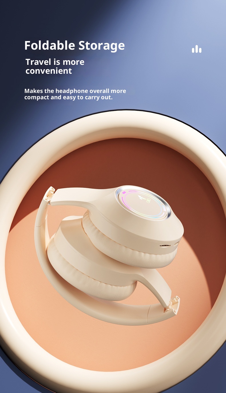 Cuffie Bluetooth wireless cablate 3c, nuovissime e rivisitate, con cuscinetti auricolari a copertura totale, illuminazione colorata RGB, slot per schede di memoria_voghion.com