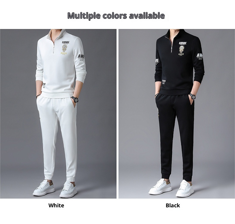 001 Abito casual da uomo di mezza età, a maniche lunghe, primavera e autunno, con mezza cerniera, colletto alla coreana, alla moda, sportivo_voghion.com