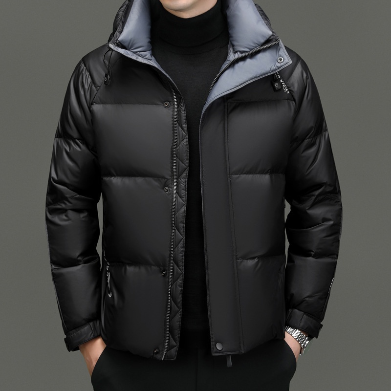 boy Windproof Warm For Middle-aged And Young Fashionable Casual Short Goose Down Hooded Thick Coat Men's Puffer Jacket_voghion.com