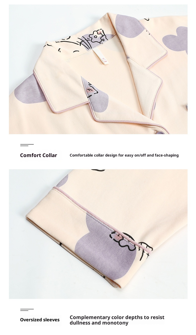 ChicShe 100% Coon Pajamas For Women Spring And Auumn 2025 New Long Sleeve Women's Cardigan Swee Caroon Wearable Homewear_voghion.com