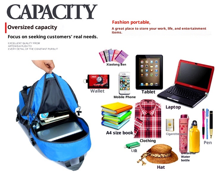 Sac à dos ActiveGo pour l'alpinisme transfrontalier, léger, grande capacité, résistant à l'eau, pour les voyages et les activités sportives décontractées._voghion.com