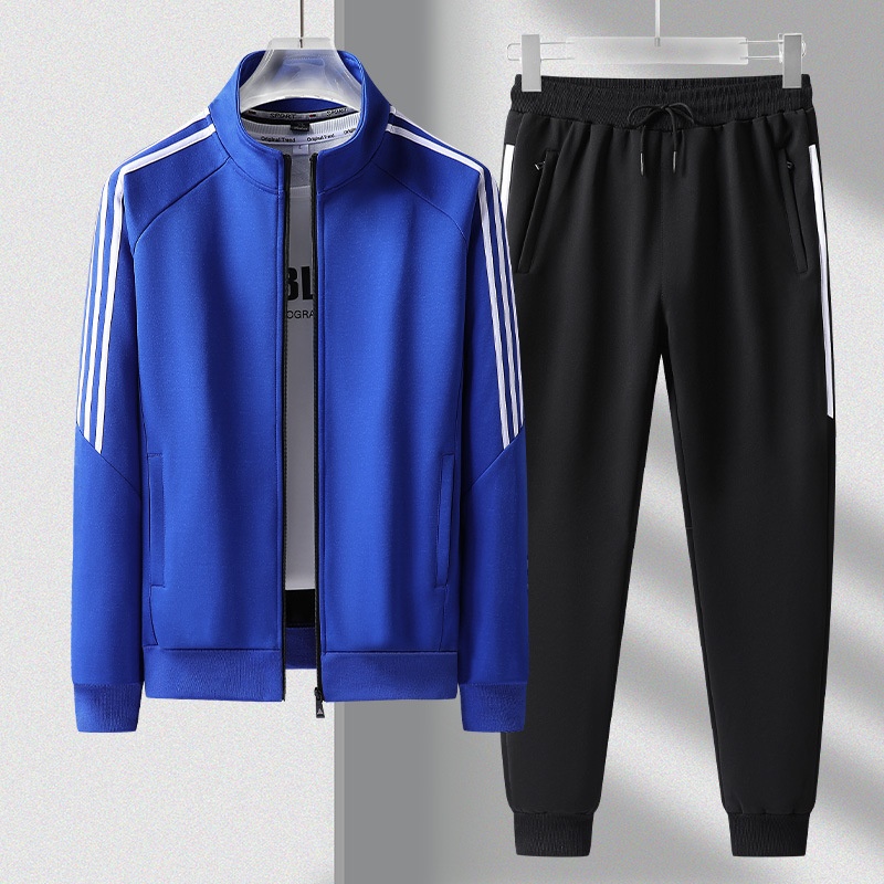 001 2025 Spring And Autumn New Sports Suit Men's School Uniform Jogger Anti-Cotton Jacket Three-Stripe Casual Pants_voghion.com