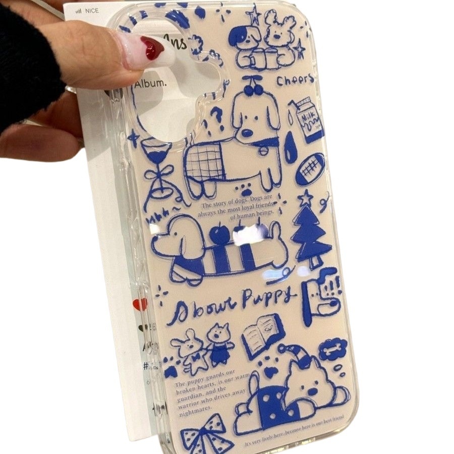 TechGlobe Cartoon Niedliche Katze Dackel Graffiti Hülle für iPhone 16 Pro Max 15 14 Swirl 13_voghion.com