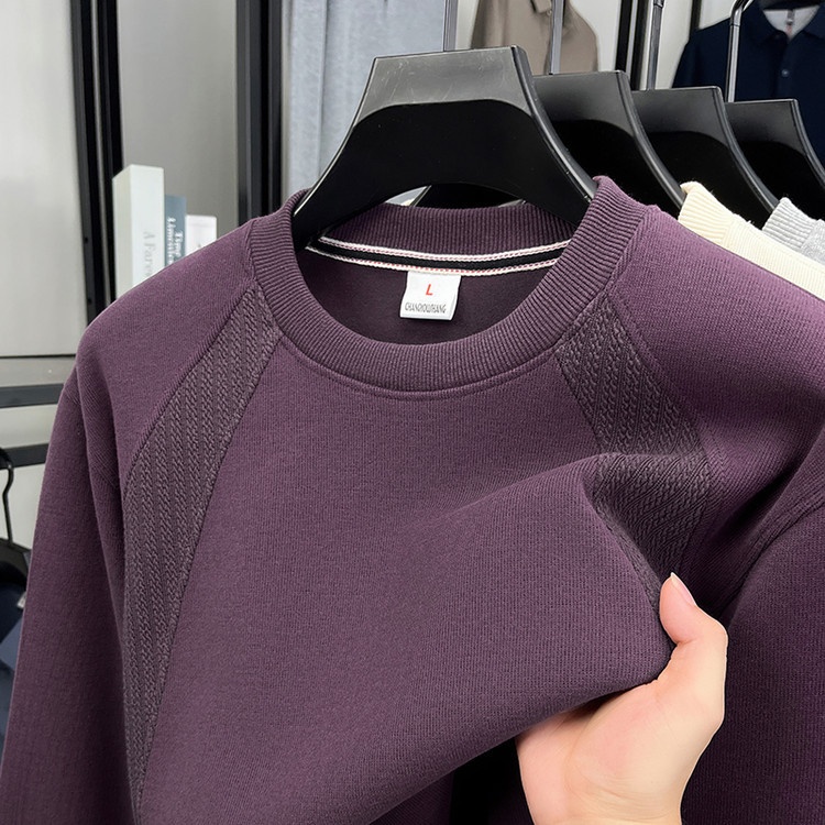 Erkek Çocuk Pamuklu Uzun Kollu Tişört İlkbahar Sonbahar 2025 Yeni Yuvarlak Yaka Sweatshirt İç Giyim Ağır Tabanlı Gömlek Erkek Stili_voghion.com