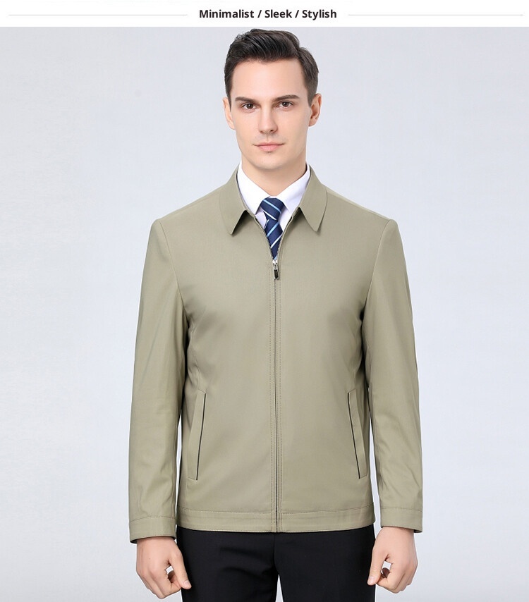 1 Giacca da uomo di mezza età di alta qualità, modello da papà, autunno 2025, nuova giacca casual da lavoro, tinta unita, con cerniera, da uomo_voghion.com