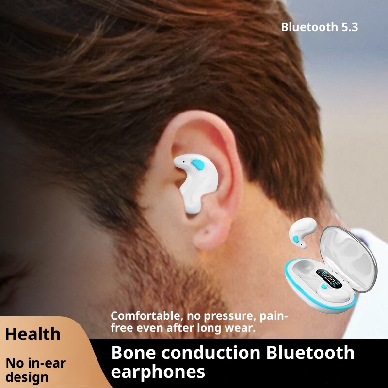 3c Cross-Border Hot-Selling X55 Sleep Bone Conduction Mini Noise Cancelling Digital Display Ultra-Long Battery Life Macaron_voghion.com