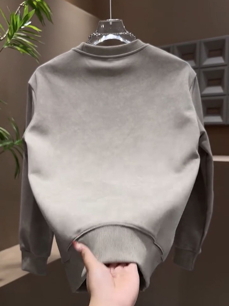 Erkek Sonbahar Kış Yeni Çok Yönlü Trend Kazak Çelik Baskılı Harfli Gradyan Üst Erkek Uzun Kollu Günlük Moda Sweatshirt_voghion.com