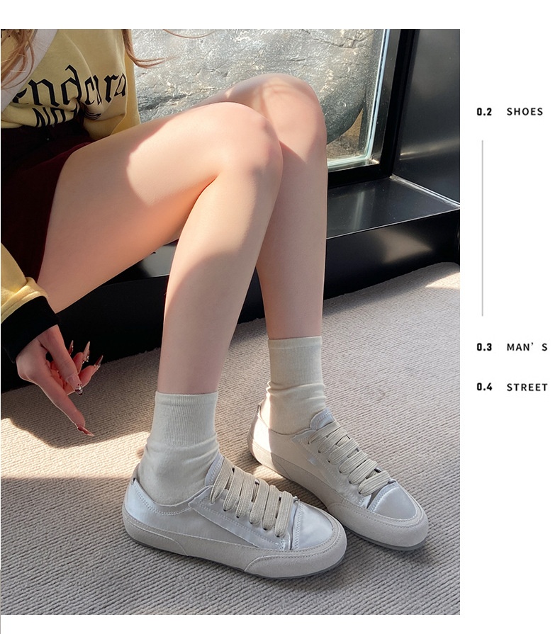 Scarpe da ginnastica bianche piatte e versatili per donna, scarpe da ginnastica estive sottili, scarpe singole con suola spessa, scarpe in tela di raso di seta_voghion.com