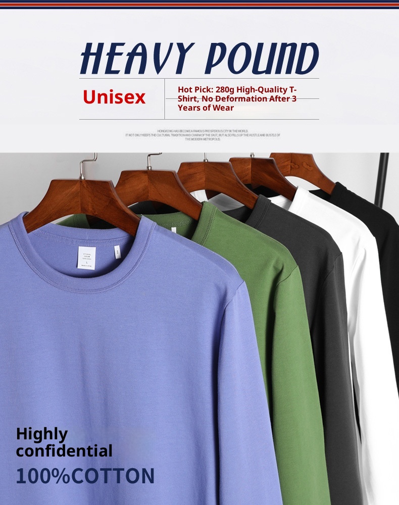 Sweat-shirt unisexe en pur coton 280g pour homme, imprimé trois livres, col rond, manches longues._voghion.com