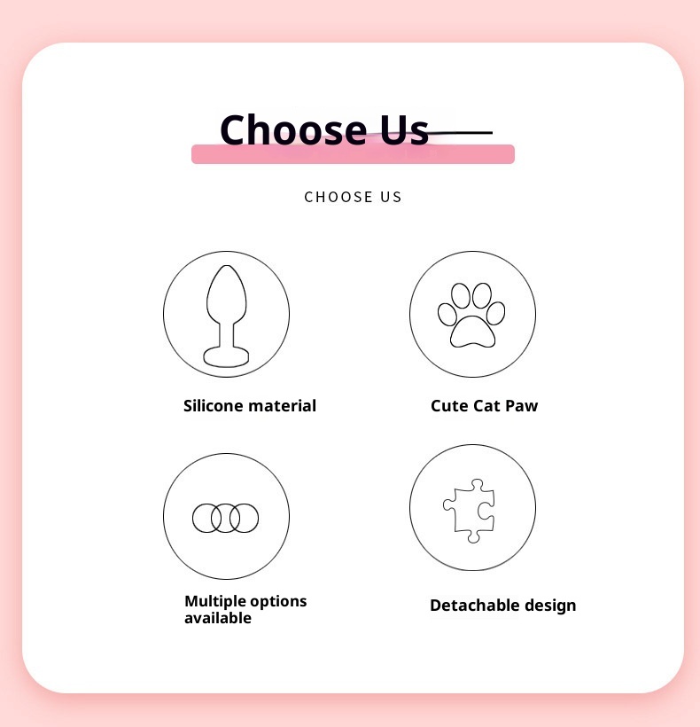 Plug anal détachable en silicone LuvBox en forme de patte de chat avec médaille pour chien à nœud papillon, diamant, clochette, petite taille souple et lumière lumineuse_voghion.com