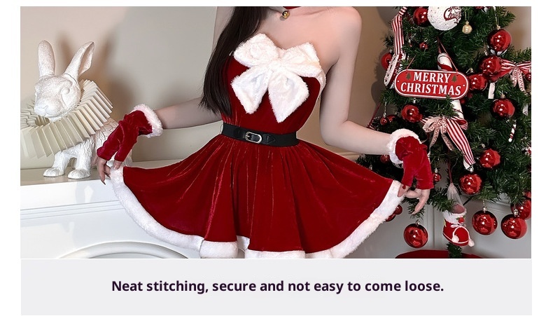 LuvBox Golden Night Lingerie Commerce extérieur transfrontalier européen et américain Tenue de Noël en velours sexy ajourée QQNY Role_voghion.com