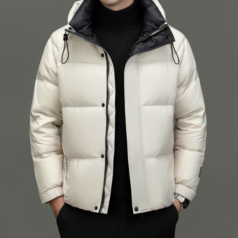 boy Windproof Warm For Middle-aged And Young Fashionable Casual Short Goose Down Hooded Thick Coat Men's Puffer Jacket_voghion.com