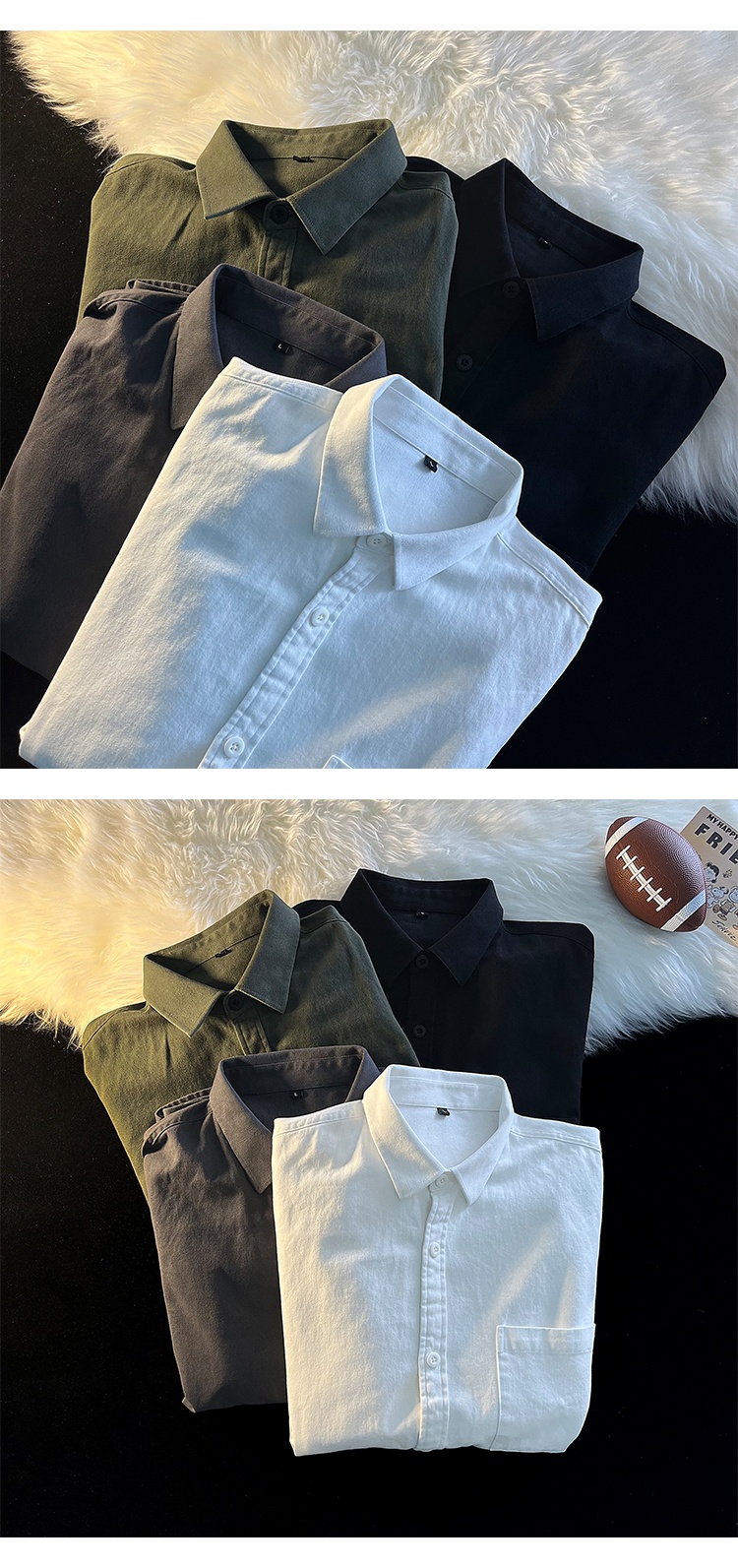 Camicia da uomo in puro cotone a strati casual americano a maniche lunghe, stile giapponese City Boy Base, primavera e autunno ForMen_voghion.com