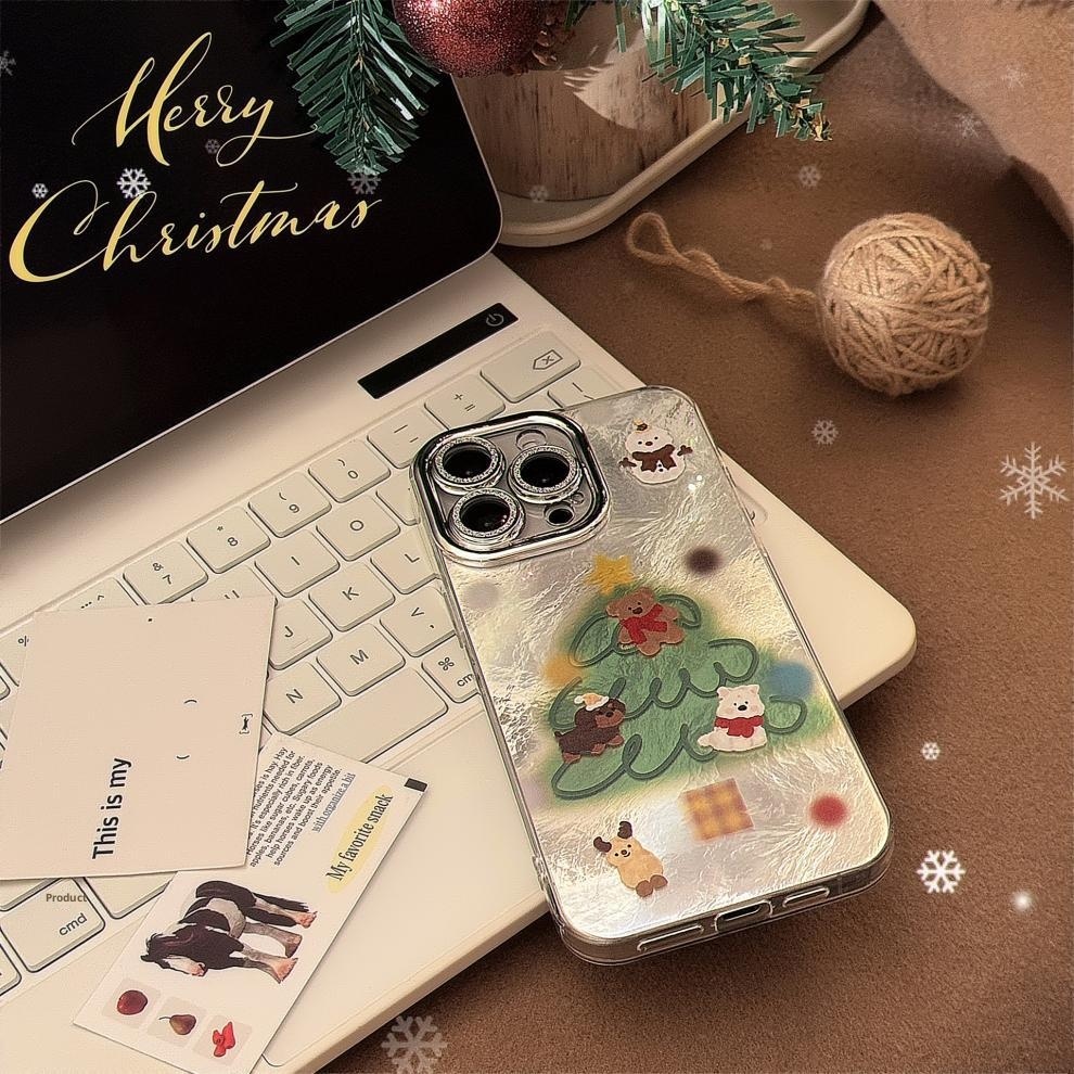TechGlobe Schutzhülle für iPhone 16, iPhone 15 Pro Max, iPhone 14, iPhone 14 und iPhone 13 (passend für 16, 15 Pro Max und 14 Pro Max) mit Schneemann- und Weihnachtsbaummotiv sowie Herbst-/Wintermotiven._voghion.com