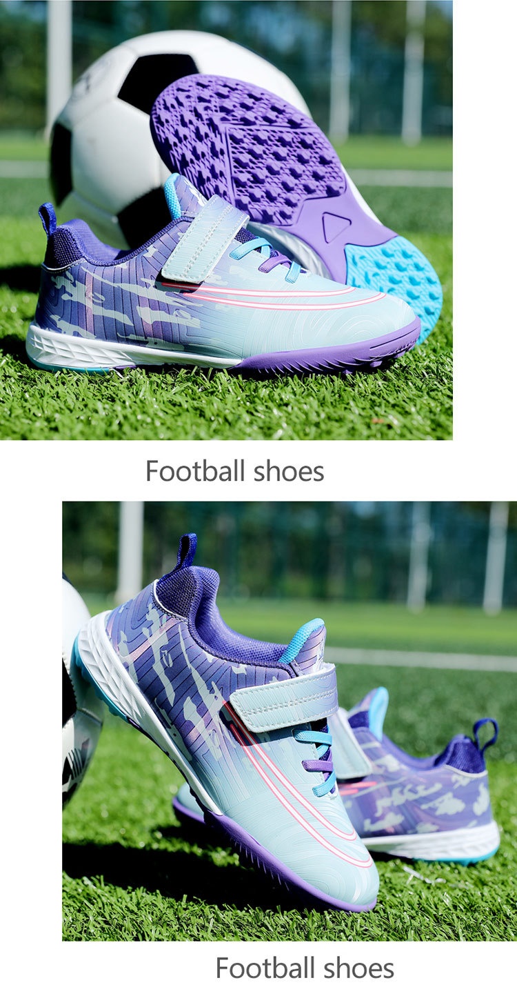 ShoeGlobe Dropshipping Children's Soccer No-Tie Velcro Cleats TF Elementary School Boys And Girls Artificial Grass Training Sports_voghion.com