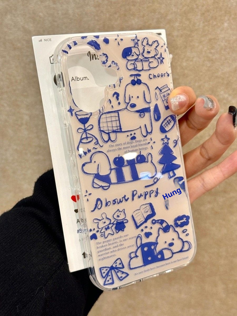 TechGlobe Cartoon Niedliche Katze Dackel Graffiti Hülle für iPhone 16 Pro Max 15 14 Swirl 13_voghion.com