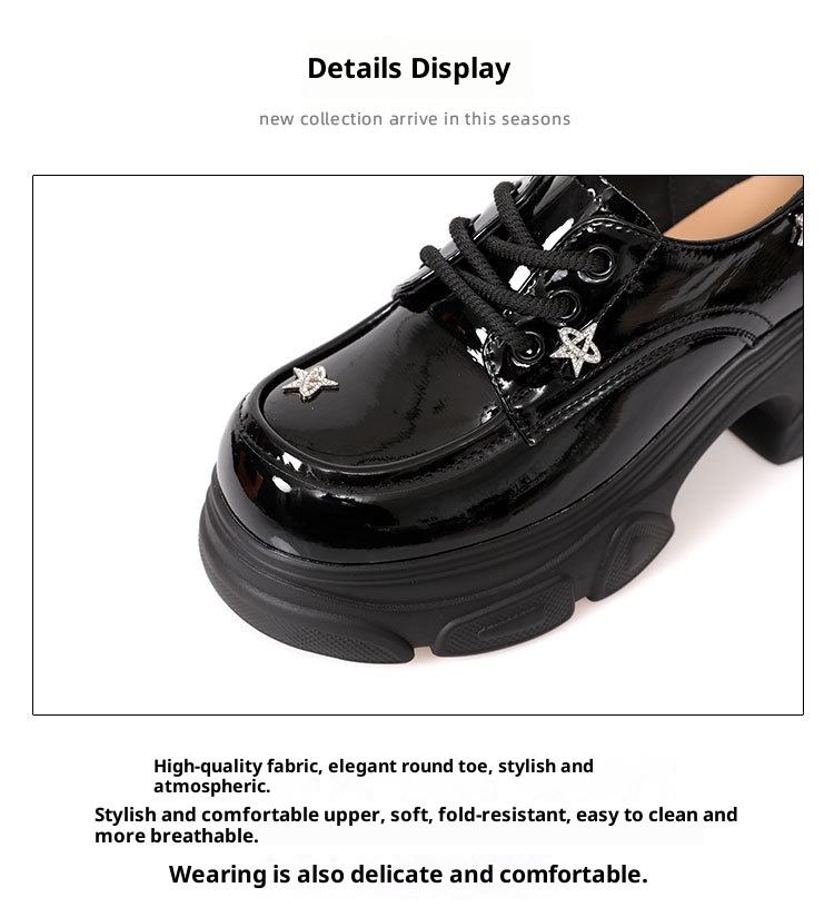 Em estoque Jingyi, modelo autêntico da nova coleção primavera 2025, mocassins de salto alto com sola grossa, cano único, em couro, para mulheres._voghion.com