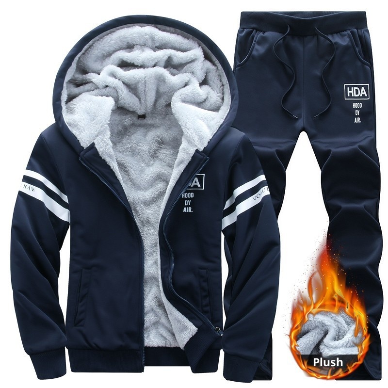 001 M-8XL 2025 Autunno e Inverno Manica Lunga Ispessito Sport Casual Due Pezzi Completo da Uomo_voghion.com
