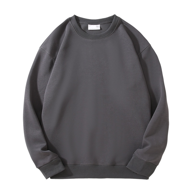 boy Men's Cotton Drop Shoulder Round Neck Loose Base Shirt Casual Trendy Solid Color Simple Outerwear Long Sleeve Sweatshirt_voghion.com