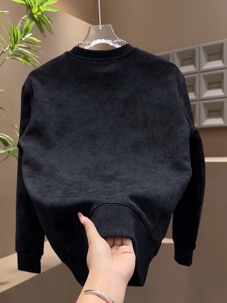 Erkek Sonbahar Kış Yeni Çok Yönlü Trend Kazak Çelik Baskılı Harfli Gradyan Üst Erkek Uzun Kollu Günlük Moda Sweatshirt_voghion.com