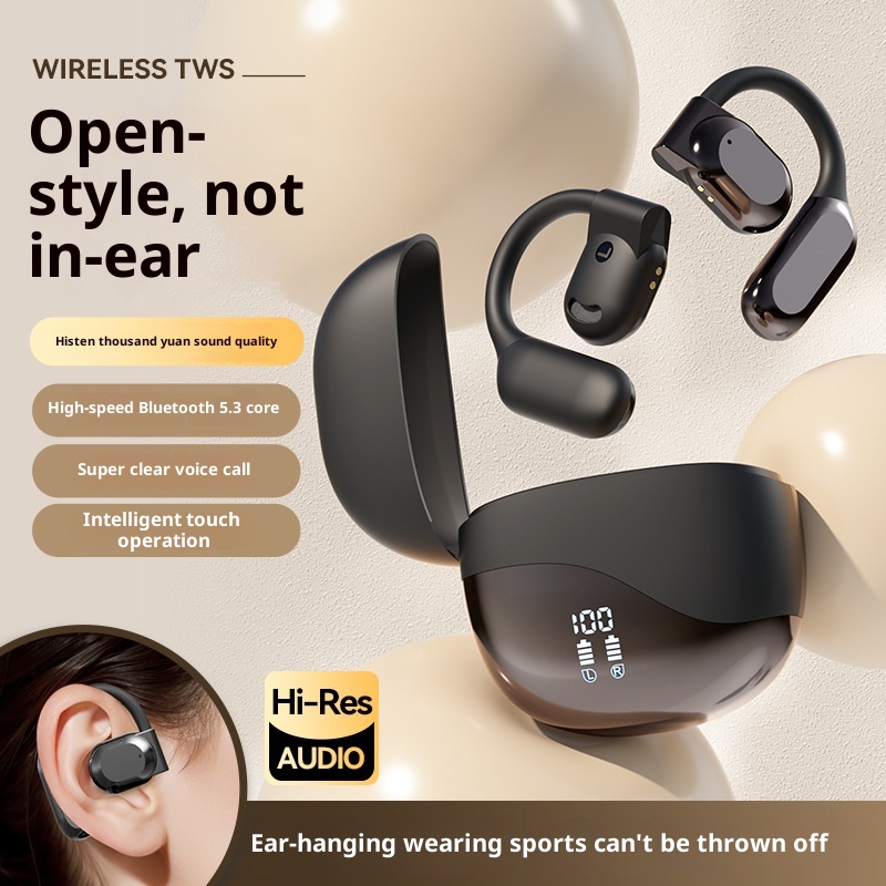 3c AI Translation Bluetooth Earbuds Bone Conduction Non-In-Ear Battery Display Long-Wear Comfortable Gaming Low_voghion.com