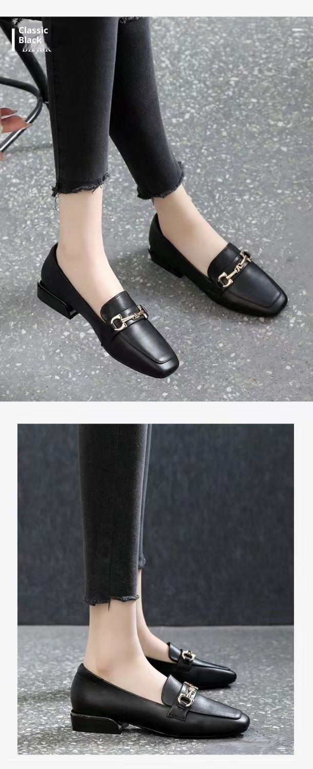 Women's Soft Sole Flat Thick 2025 Spring Autumn New Low Heel Leather Shoes British Style Comfortable Loafers_voghion.com