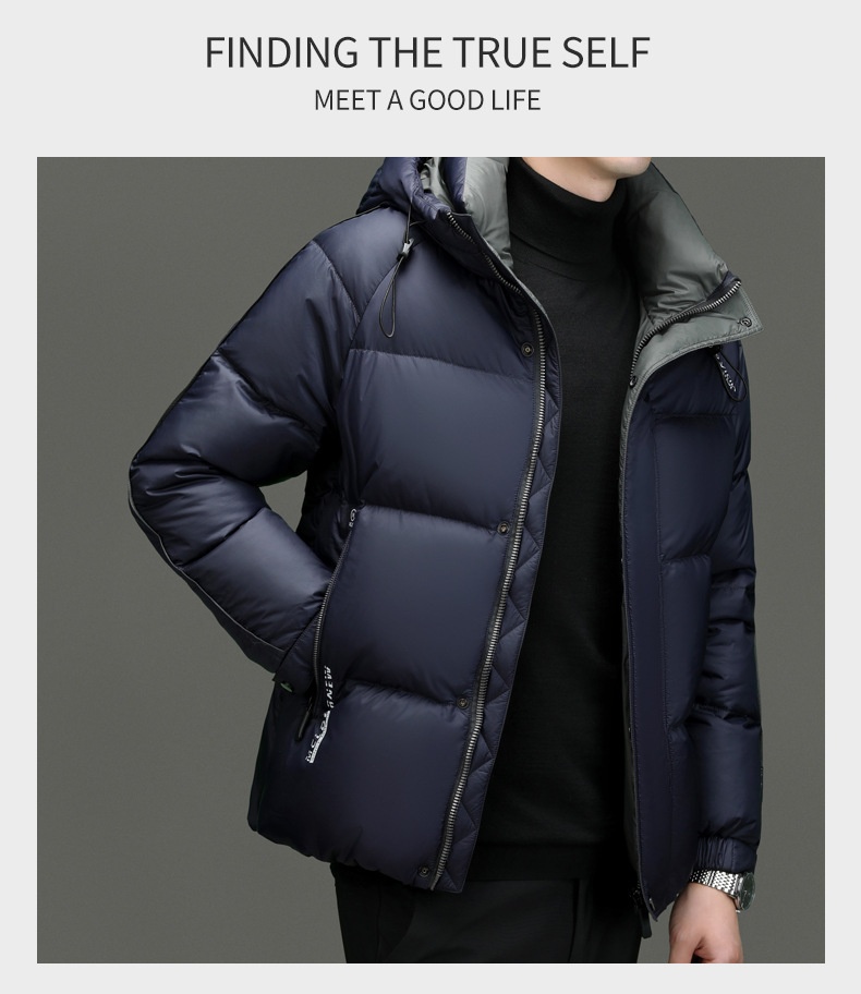 boy Windproof Warm For Middle-aged And Young Fashionable Casual Short Goose Down Hooded Thick Coat Men's Puffer Jacket_voghion.com