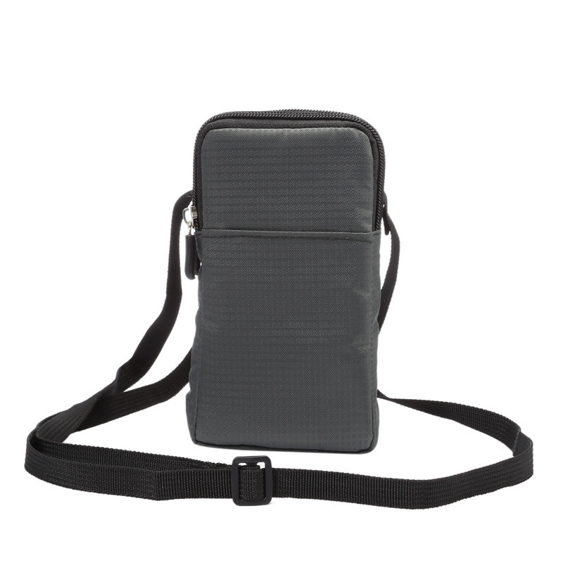 TechGlobe Universal Plaid Canvas Zipper For IPhone 11 Samsung Huawei Phone Waist Hanging Bag Protective Case_voghion.com