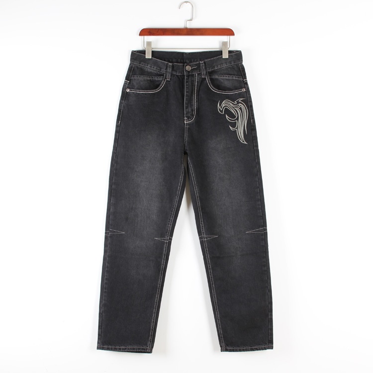 Jeans hip-hop tendance pour homme, style européen et américain, vêtements de danse de rue, pantalon de skate ample délavé, grandes tailles_voghion.com