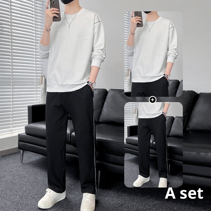 001 Diyu Shenlong Sweatshirt Casual For Men Spring And Autumn Long Pants Round Neck Pullover Tracksuit Two-Piece Set_voghion.com