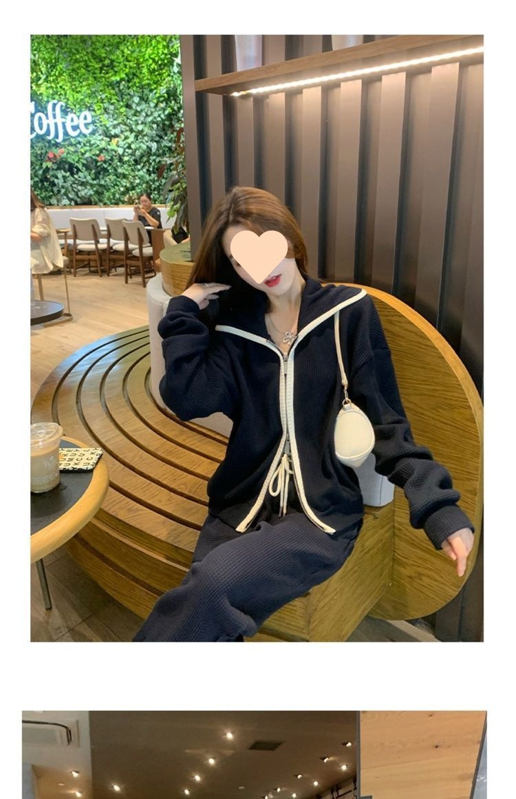 001 Plus Size 150kg Spring And Autumn Casual Sports For Women Loose Fit Versatile Long Sleeve Sweatshirt Two-Piece Set 240_voghion.com