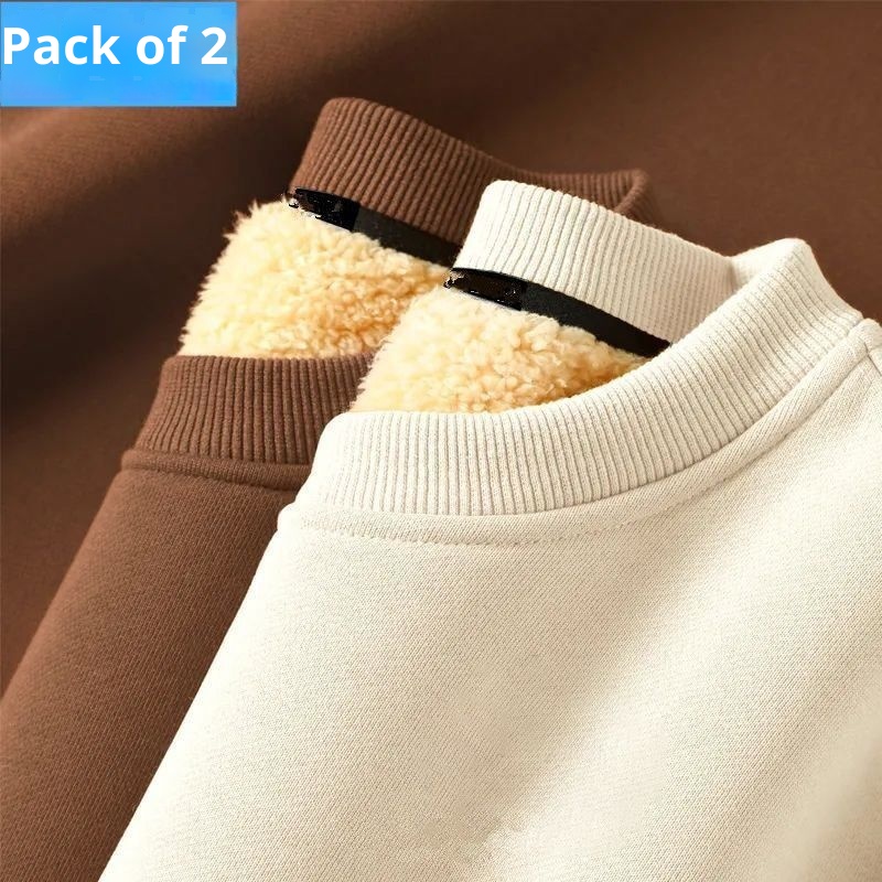 Erkekler İçin Sonbahar ve Kış Polar Astarlı Sweatshirt, Kalınlaştırılmış Stil, Öğrenci Çift Giyim, Kuzu Yünü Sıcak Yuvarlak Yaka_voghion.com