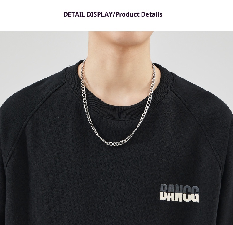 Sweat-shirt garçon Shanggu Clothing à col rond, style japonais, couleur unie, marque tendance pour hommes, broderie simple, jeune_voghion.com