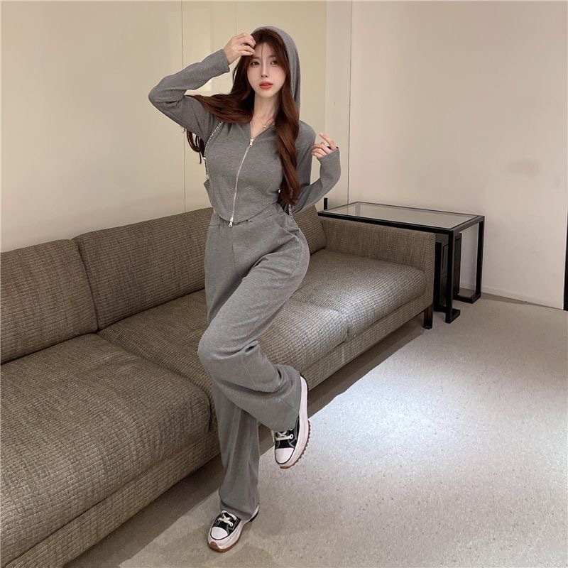 Ensemble tendance 001 pour femme, collection printemps-automne 2024 : pantalon large ample et décontracté, coupe slim, taille haute._voghion.com