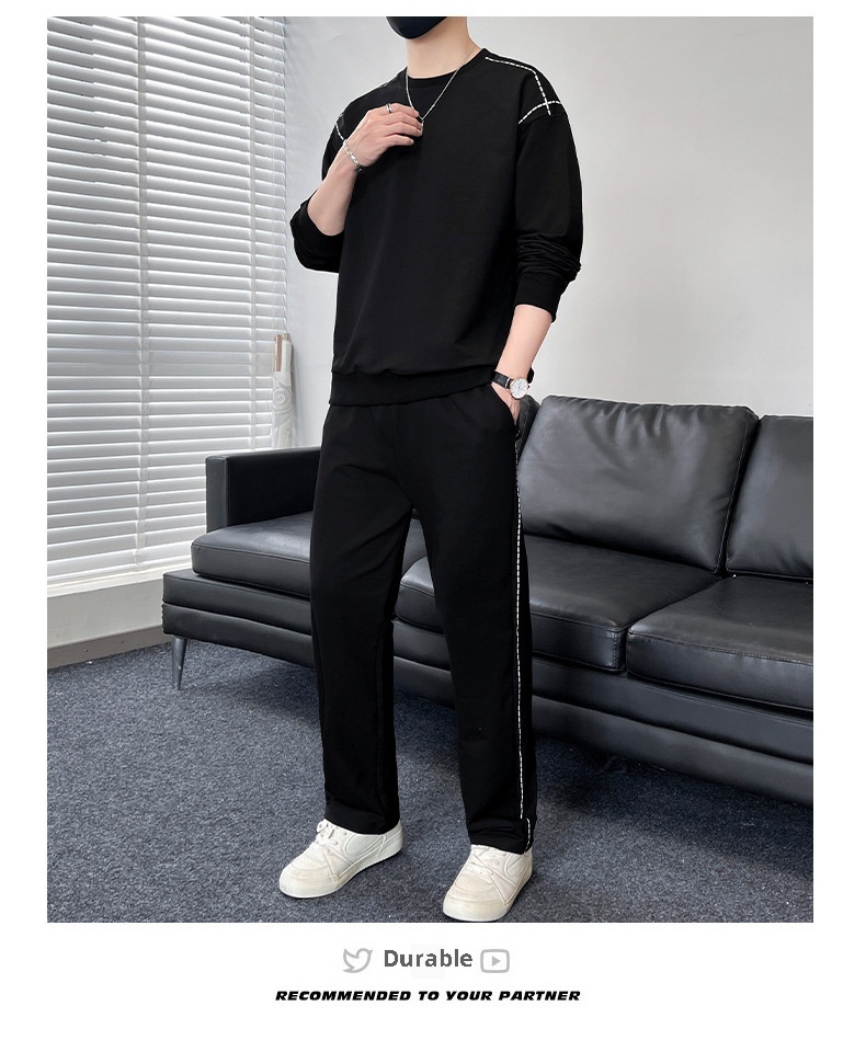 001 Diyu Shenlong Sweatshirt Casual For Men Spring And Autumn Long Pants Round Neck Pullover Tracksuit Two-Piece Set_voghion.com