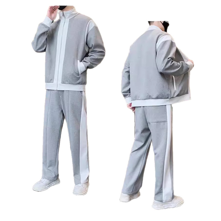 001 Lässiger Sportanzug für Herren, Stehkragenjacke für Frühling und Herbst, modisches Patchwork-Sweatshirt, Sportbekleidung für Jugendliche, Live_voghion.com