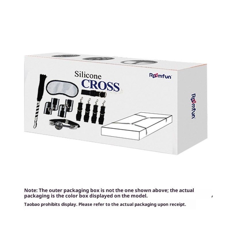 LuvBox Sexy SM One-Word Bed Binding Set Hand And Foot Cuffs Mouth Gag Ball Whip Eye Mask Adult Props_voghion.com