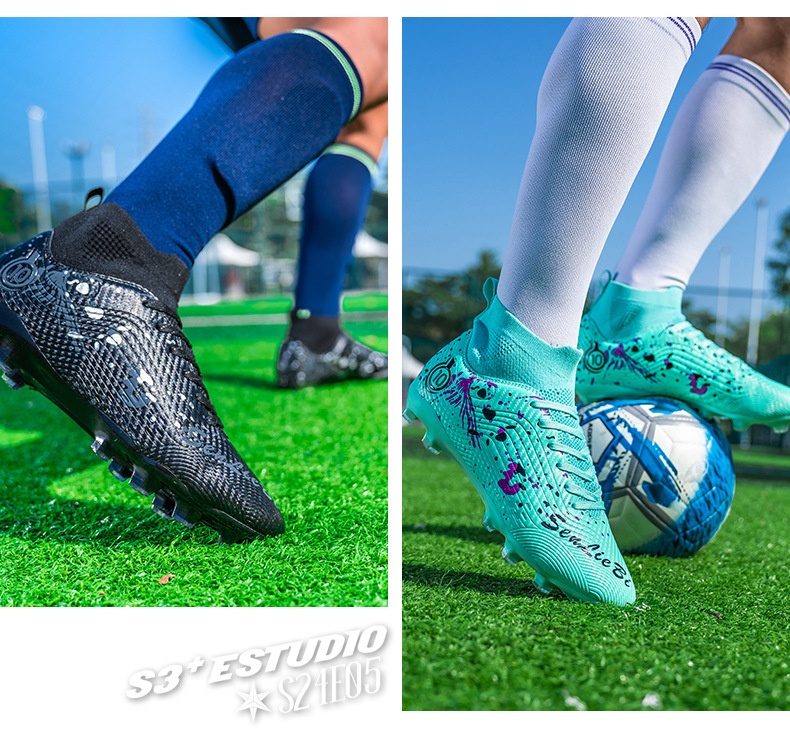 Chaussures de football montantes ShoeGlobe Wow personnalisées, style transfrontalier, en gros, à pointes longues Broken AG pour adultes, enfants et étudiants, style professionnel_voghion.com