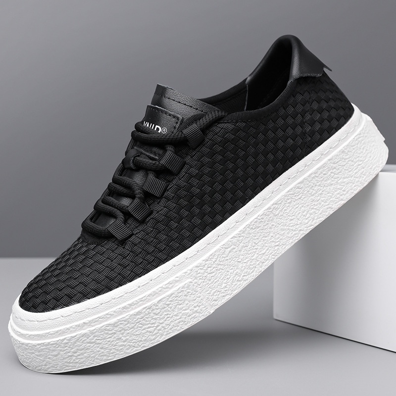 Zees Zees Ou Ruofeng New Breathable Woven Sneakers Versatile Casual Canvas Fashion Mesh Trendy Thick Sole Height Increasing Men's_voghion.com