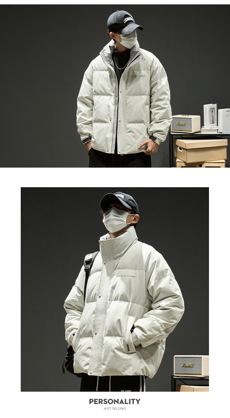 Jungen 2024 Neuer Stehkragen Warmer Dicker Mantel Winter Daunenjacke Herrenmode_voghion.com