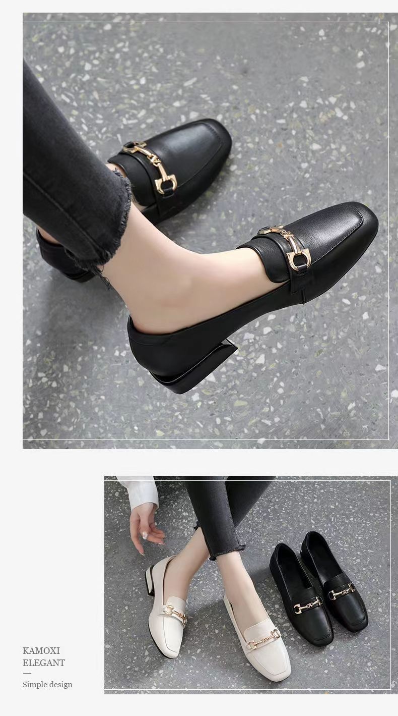 Women's Soft Sole Flat Thick 2025 Spring Autumn New Low Heel Leather Shoes British Style Comfortable Loafers_voghion.com