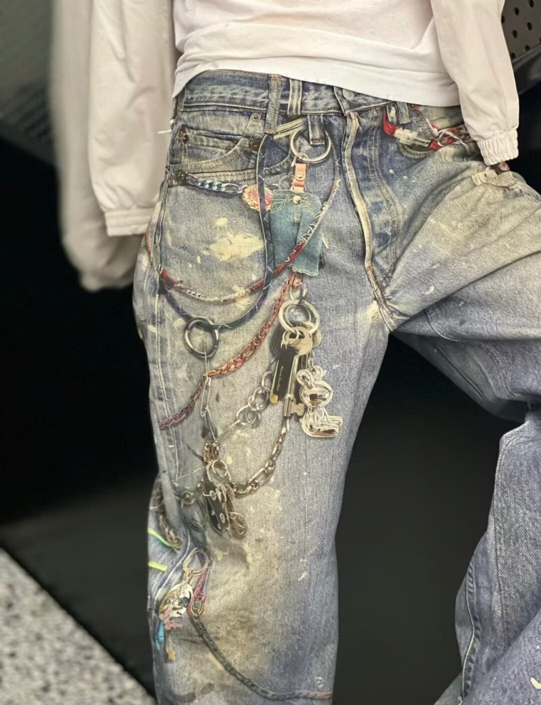 boy Style Wahed Vintage Printed Jean For Men Spring Autumn Straight Looe European And American High Street Vibe Long_voghion.com