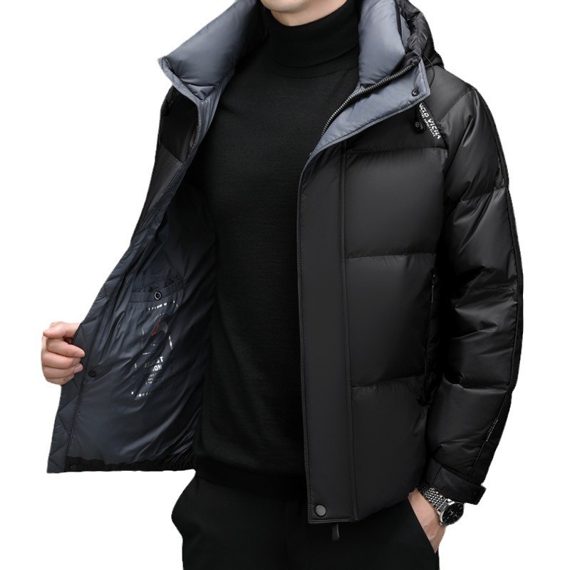 boy Windproof Warm For Middle-aged And Young Fashionable Casual Short Goose Down Hooded Thick Coat Men's Puffer Jacket_voghion.com
