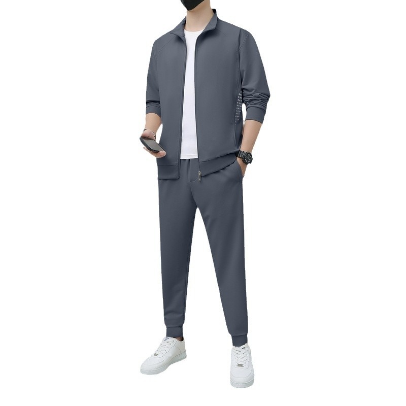 001 Felpa con cappuccio alla moda primavera-autunno transfrontaliera per uomini giovani e di mezza età, set casual sportivo da corsa, versatile_voghion.com