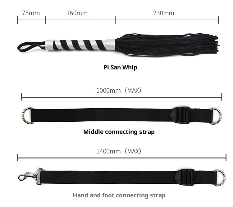 LuvBox Sexy SM One-Word Bed Binding Set Hand And Foot Cuffs Mouth Gag Ball Whip Eye Mask Adult Props_voghion.com