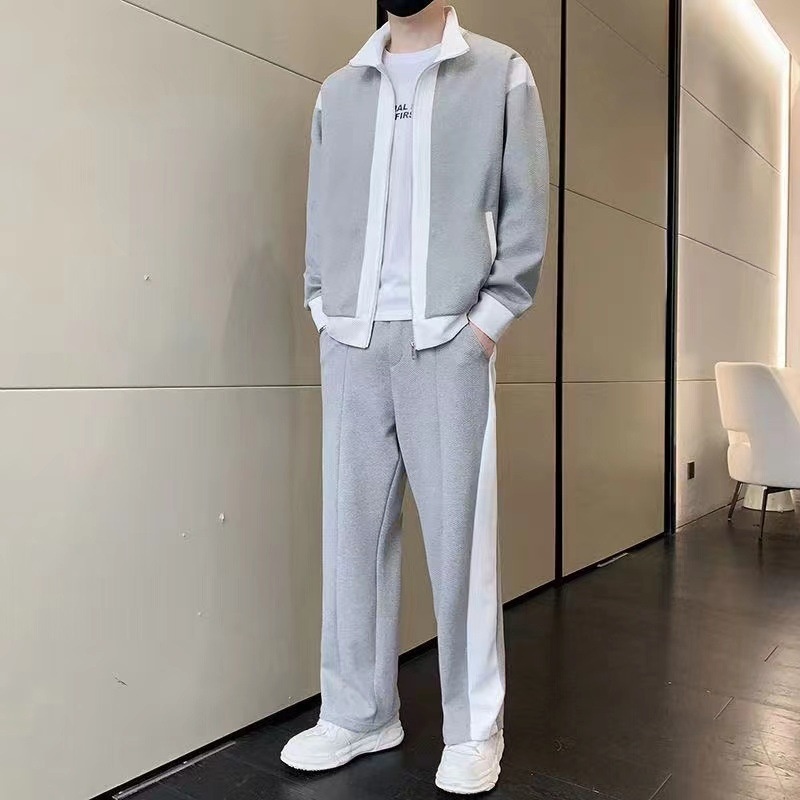 001 Lässiger Sportanzug für Herren, Stehkragenjacke für Frühling und Herbst, modisches Patchwork-Sweatshirt, Sportbekleidung für Jugendliche, Live_voghion.com