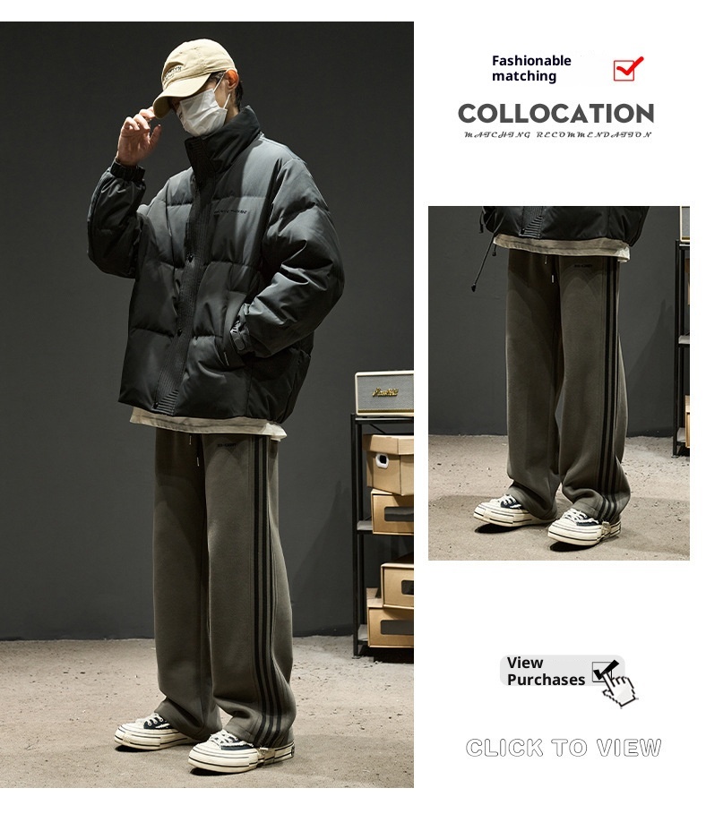 Jungen 2024 Neuer Stehkragen Warmer Dicker Mantel Winter Daunenjacke Herrenmode_voghion.com