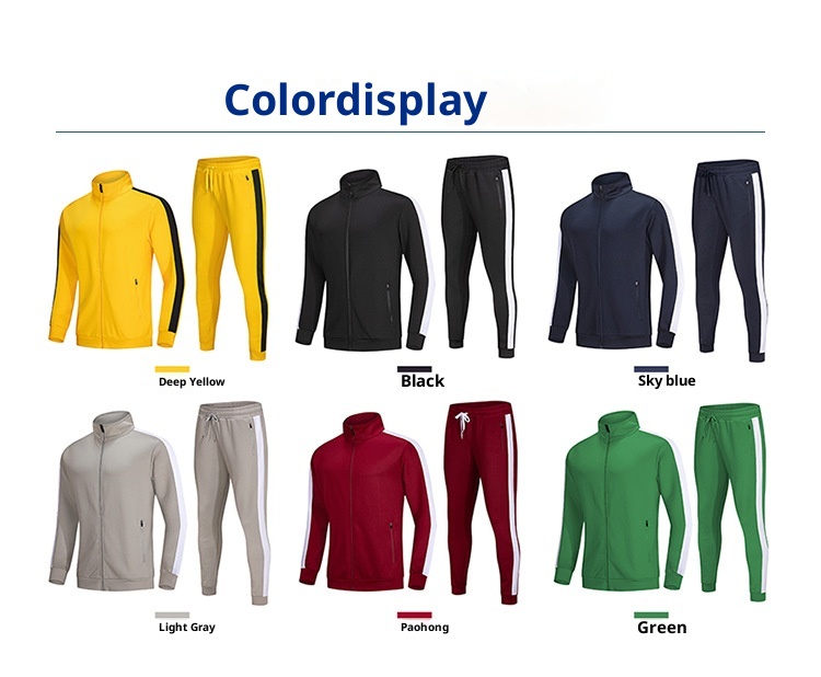 001 Autumn And Men's Jacket Winter Warm Two-Piece Zipper Casual Running Sportswear Set_voghion.com