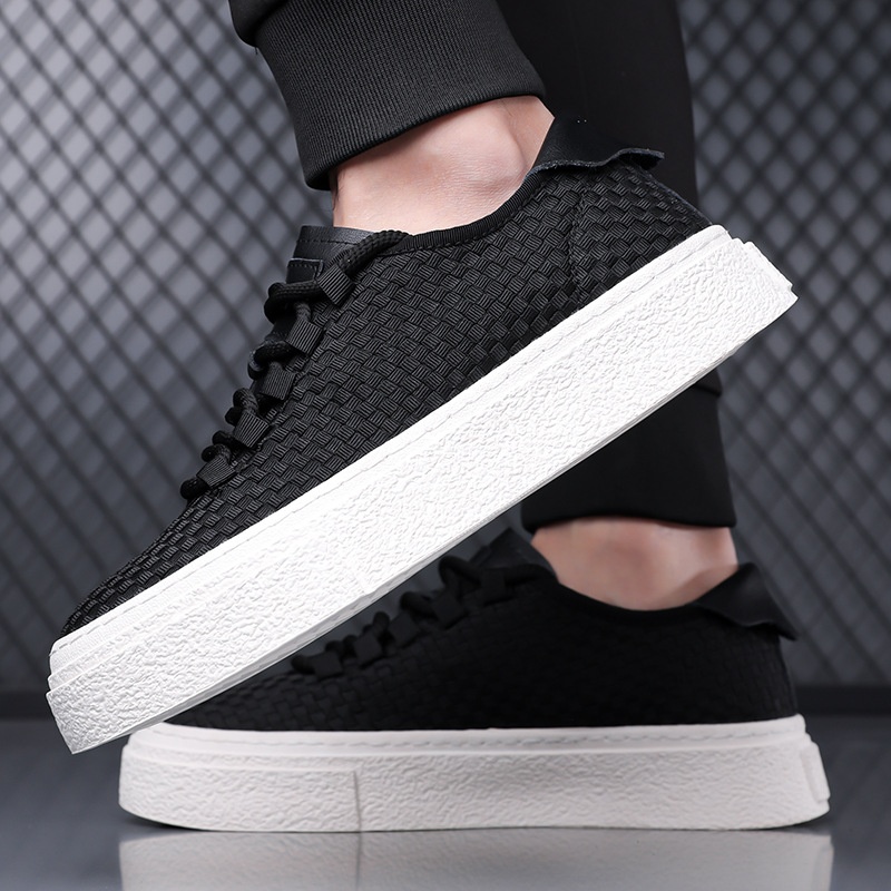 Zees Zees Ou Ruofeng New Breathable Woven Sneakers Versatile Casual Canvas Fashion Mesh Trendy Thick Sole Height Increasing Men's_voghion.com