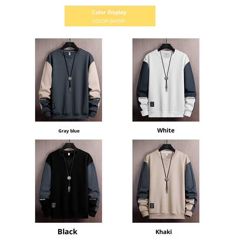 boy 2025 Spring Autumn Base Shirt Crew Neck Sweatshirt New Korean Version Loose Long Sleeve T-Shirt Men's_voghion.com